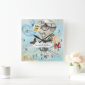 Vintage Pariser Hochzeit - Gedenk Steampunk Quadratische Wanduhr (Zuhause)