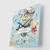 Vintage Pariser Hochzeit - Gedenk Steampunk Quadratische Wanduhr (Winkel)