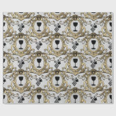 Vintage Pariser Imitate Gold Wein Thema Geschenkpapier (Flach)