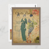 Vintage Pariser Ladys Postkarte (Vorne/Hinten)