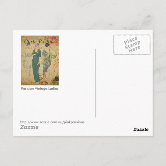 Vintage Pariser Ladys Postkarte (Rückseite)
