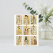 Vintage Pariser Mode (18. und 19. Jahrhundert) Postkarte (Stehend Vorderseite)