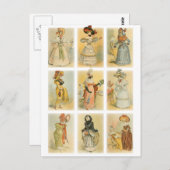Vintage Pariser Mode (18. und 19. Jahrhundert) Postkarte (Vorne/Hinten)