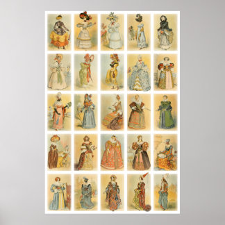 Vintage Pariser Mode vom Mittelalter bis 1850 Poster
