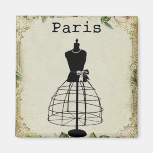 Vintage Pariser Modepuppe Magnet (Vorne)