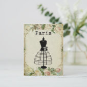 Vintage Pariser Modepuppe Postkarte (Stehend Vorderseite)