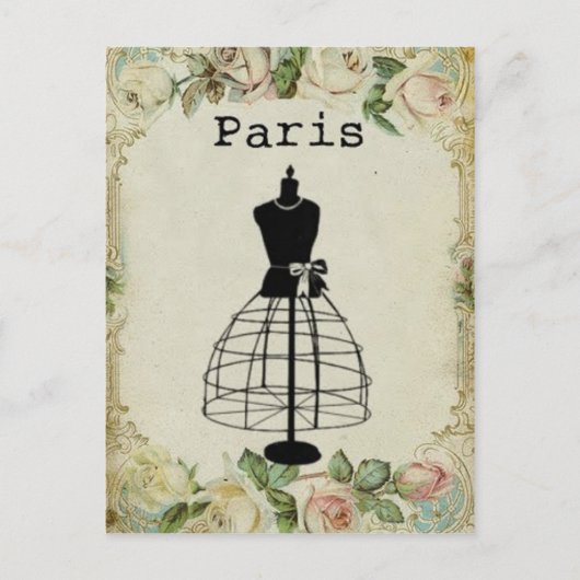 Vintage Pariser Modepuppe Postkarte (Vorderseite)