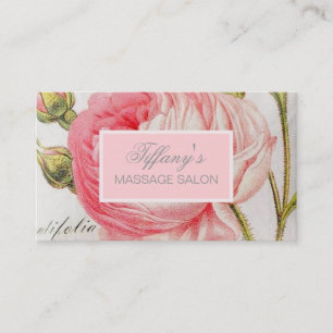 vintage Pariser Modessalon Girly Pink Blumenmuster Visitenkarte