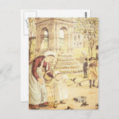Vintage Pariser Niedliche Kindermütter Vogelarten Postkarte (Vorne/Hinten)