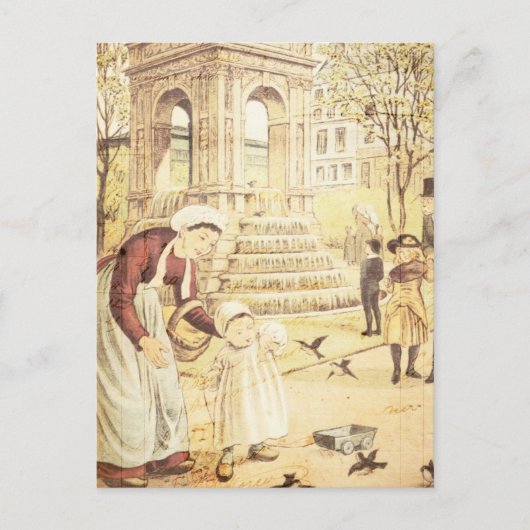 Vintage Pariser Niedliche Kindermütter Vogelarten Postkarte (Vorderseite)