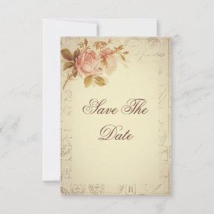 Vintage Pariser Postmarken Chic Rose 55. Save The Date