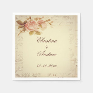 Vintage Pariser Postmarken Chic-Rose Serviette