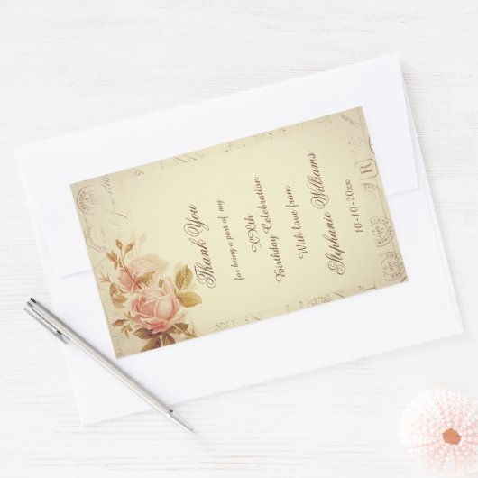 Vintage Pariser Postzeichen Chic-Rose Rechteckiger Aufkleber (Umschlag)