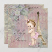 Vintage Pariser Prinzessin Floral Baby Dusche Einladung (Vorne/Hinten)