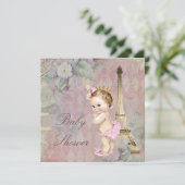 Vintage Pariser Prinzessin Floral Baby Dusche Einladung (Stehend Vorderseite)