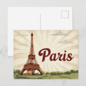 Vintage Pariser Reise Feiertagspostkarte (Vorne/Hinten)