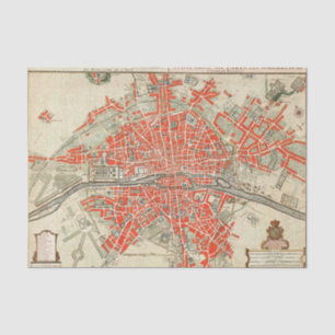 Vintage Pariser Reisekarte. Altstadt. Retro France Seidenpapier