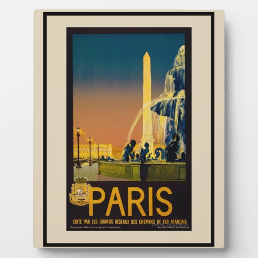 Vintage Pariser Springbrunnen Fotoplatte (Vorderseite)