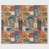 Vintage Pariser Stckers Geschenkpapier (Flach)