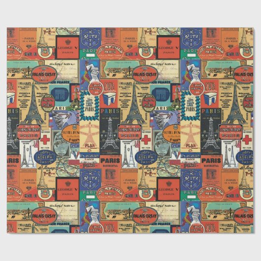 Vintage Pariser Stckers Geschenkpapier (Flach)