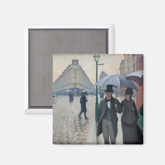 Vintage Pariser Straße am Regentag Magnet (Vorderseite/Rückseite)