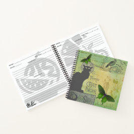 Vintage Pariser Tour zum Chat Noir Collage Notizblock