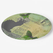 Vintage Pariser Tour zum Chat Noir Collage Pappteller (Schrägansicht)