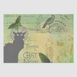 Vintage Pariser Tour zum Chat Noir Collage Seidenpapier