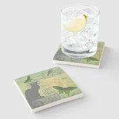 Vintage Pariser Tour zum Chat Noir Collage Steinuntersetzer (Seitenansicht)