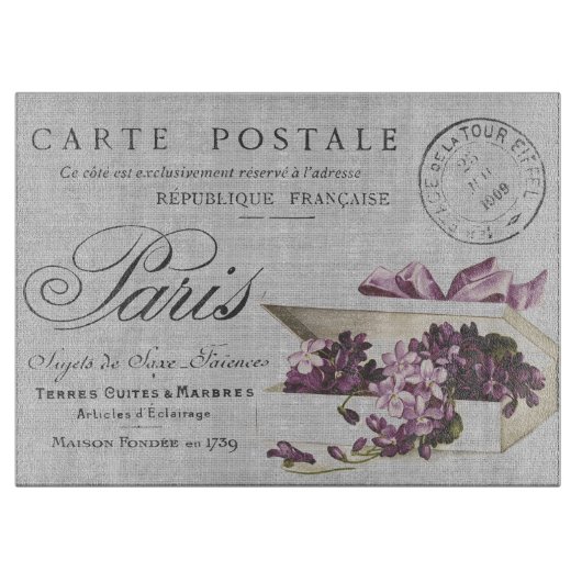 Vintage Pariser Typografie Postkarte Schneidebrett (Vorderseite)
