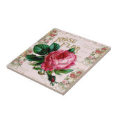 Vintage Pariser Typografie, Rose Landhaus Fliese (Seite)