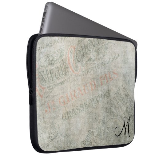 Vintage Pariser Werbung mit Monogramm Laptopschutzhülle (Vorne Rechts)