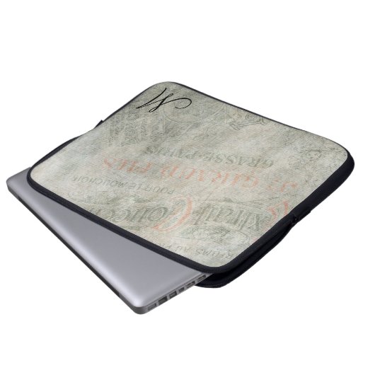 Vintage Pariser Werbung mit Monogramm Laptopschutzhülle (Vorne Knopf)