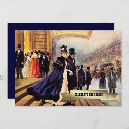 Vintage Pariser Winterlandschaft Einladung (Vorne/Hinten)