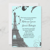 Vintage Parishochzeit im modernen Blaueiffelturm Einladung (Vorderseite)