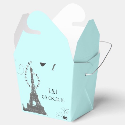 Vintage Parishochzeit im modernen Blaueiffelturm Geschenkschachtel (Geöffnet)