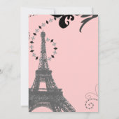 Vintage Parishochzeit in einem modernen, rosa eiff Einladung (Rückseite)