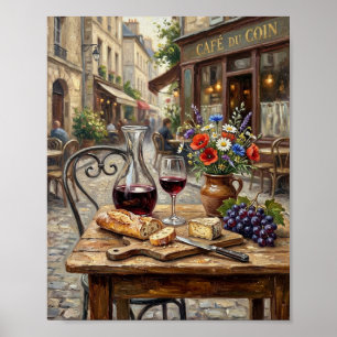 Vintage Parisian Bistro Kaffee Wein II Poster