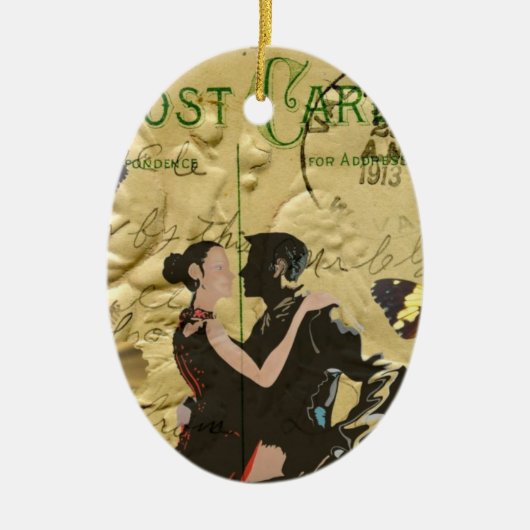 Vintage ParisTangopostkarte Keramik Ornament (Vorne)