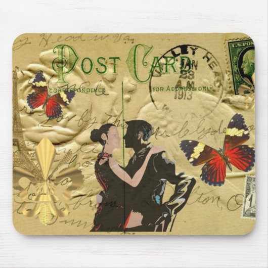 Vintage ParisTangopostkarte Mousepad (Vorne)
