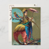 Vintage Parrot Girl Postcard Postkarte (Vorne/Hinten)