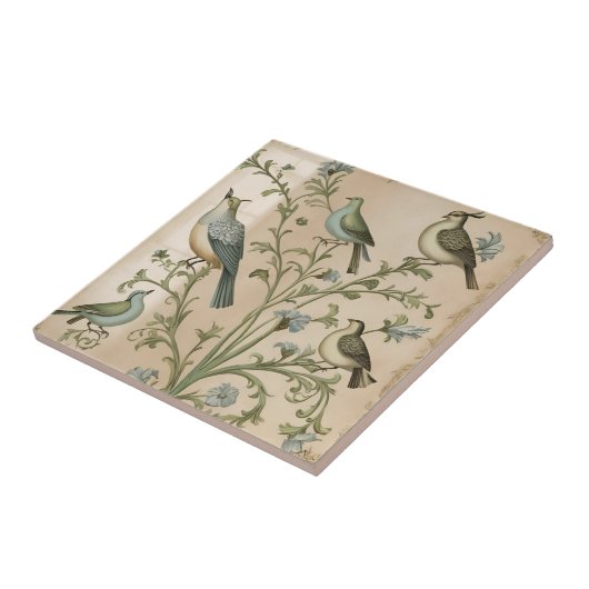 Vintage Partridge Tree Fliese (Seite)