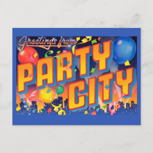 Vintage-Party-City-Postkarte Postkarte