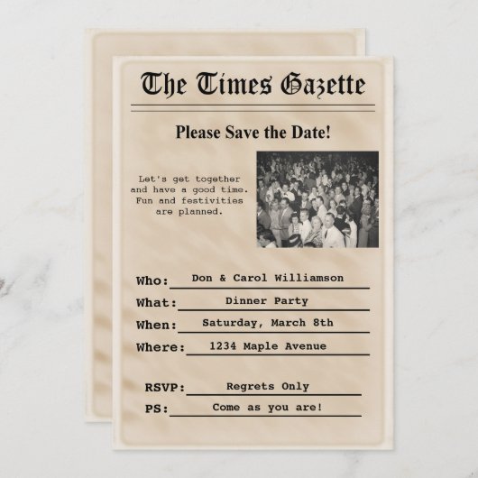 Vintage Party Einladung (Vorne/Hinten)