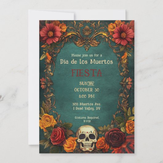 💀 🎉 Vintage Party Einladung Día de Muertos (Vorderseite)