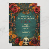 💀 🎉 Vintage Party Einladung Día de Muertos (Vorne/Hinten)