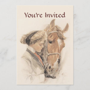 Vintage Party Einladung Pferd und Lady