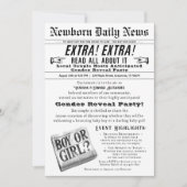 Vintage Party Einladung von Zeitungsgeschlechtern (Vorderseite)