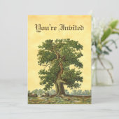 Vintage Party Einladungen aus Eichenbaum (Stehend Vorderseite)