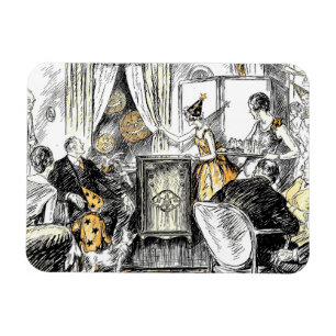 Vintage-Party feiert altmodischen Halloween Magnet